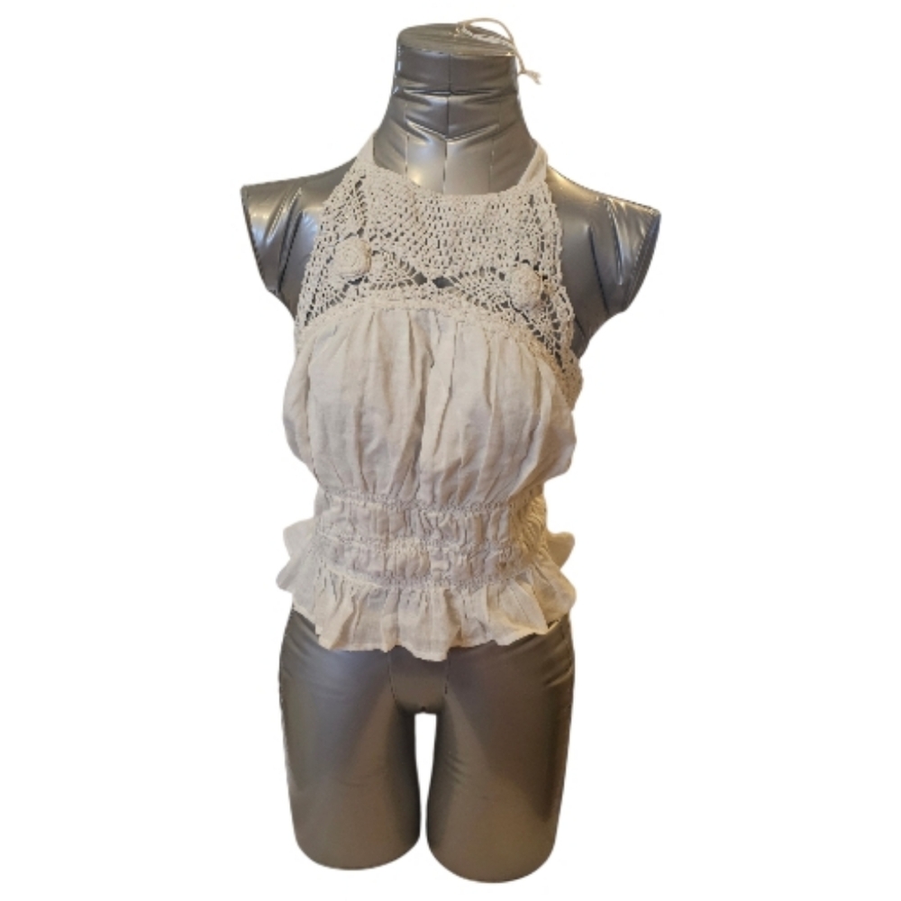 White Free People Women's Ellie Crochet Top